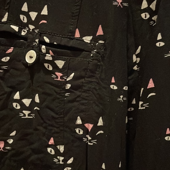 Anthropologie conversationalist 52 small cat button down twee black small 4 xs - Picture 4 of 4